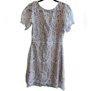 Lulu's Pearson White Lace Short Sleeve Dress